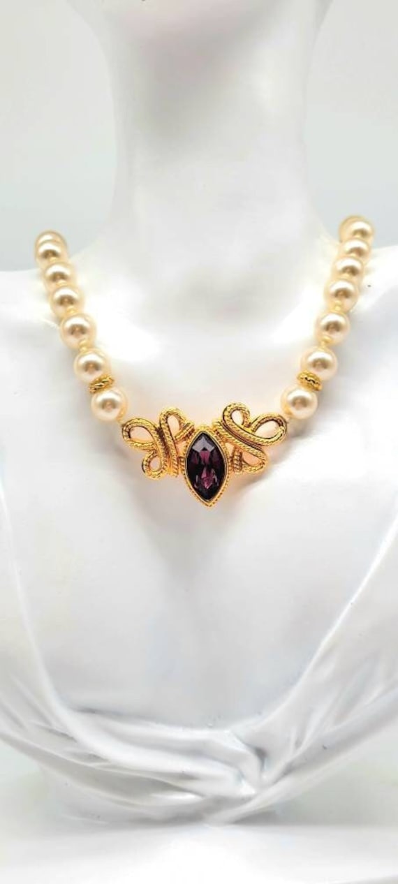 Vintage Swarovski Pendant, Swarovski Pearl Necklac