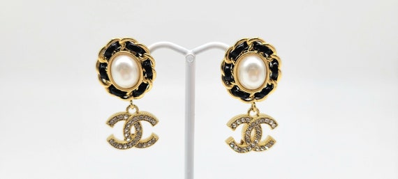 Chanel Pearl Earrings, Chanel Logo Earrings, Chanel Dangle