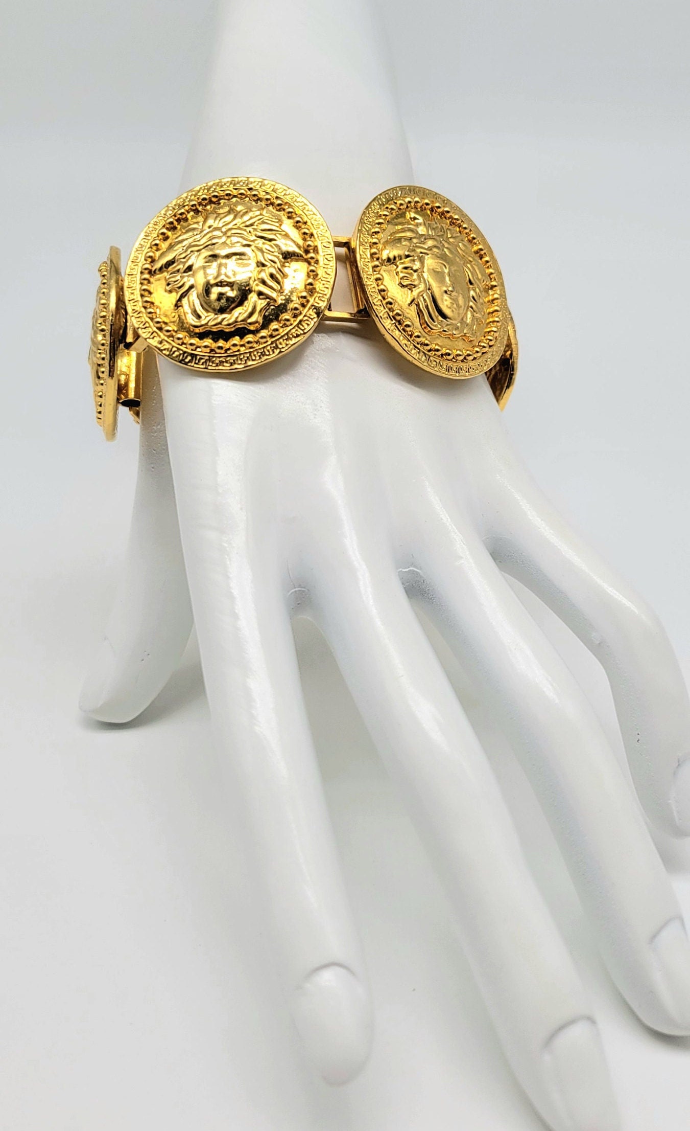 Vintage Gianni Versace Medusa Bracelet, Signed Made in Italy, Gold