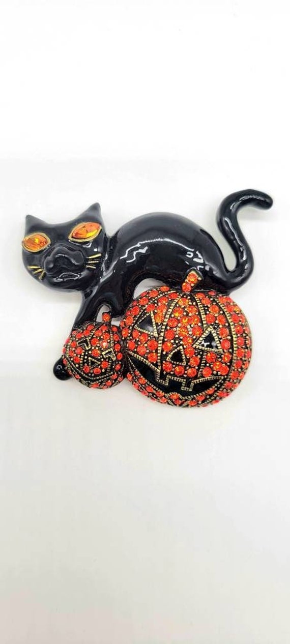 Black Cat Brooch, Heidi Daus Halloween Brooch, Bla