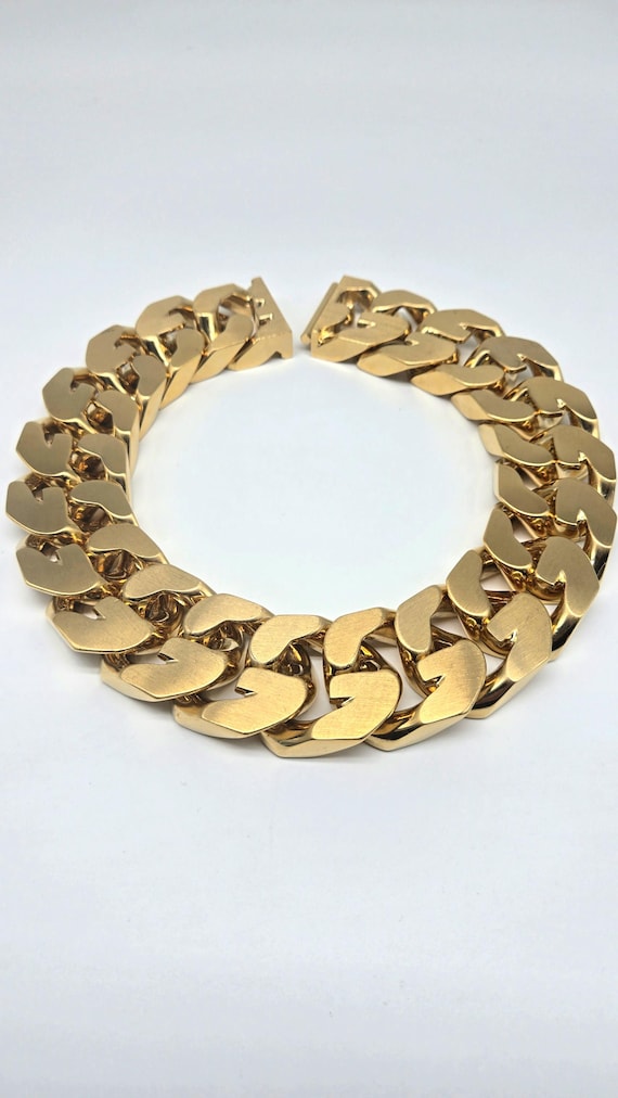 Givenchy G Link Necklace Massive Gold Tone Chain 614g Statement