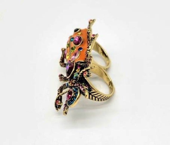Bug Ring Gold, Insect Ring, Two Finger Ring, Doub… - image 8