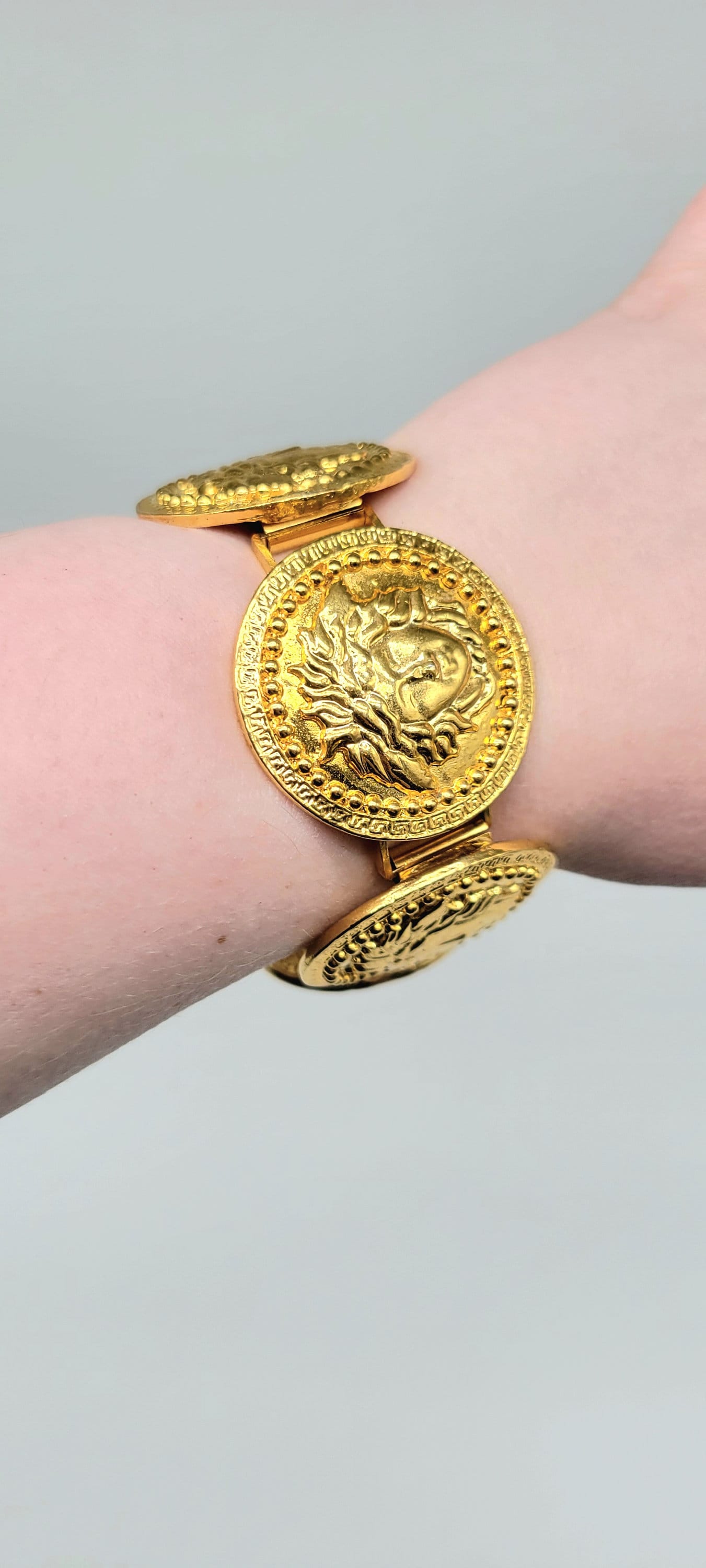 Vintage Gianni Versace Medusa Bracelet, Signed Made in Italy, Gold