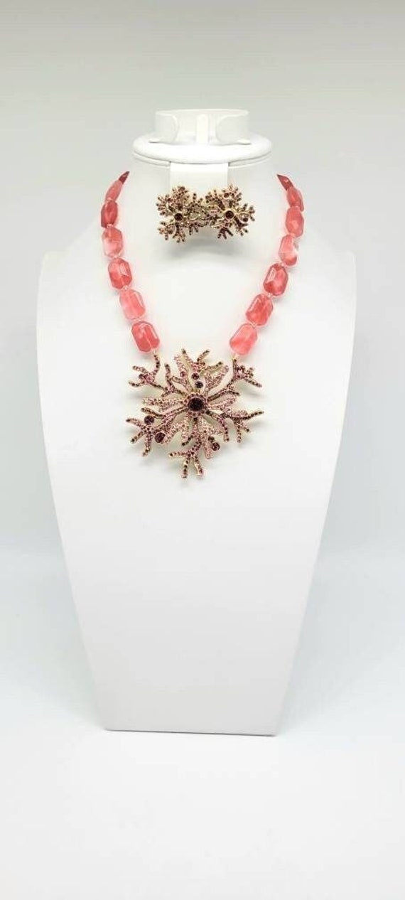 Coral Branch Necklace, Coral Branch Earrings, Hei… - image 1