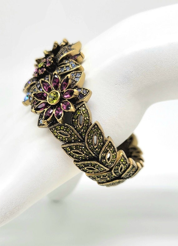 Flower Bangle, Gemstone Flower Bracelet, Flower G… - image 7