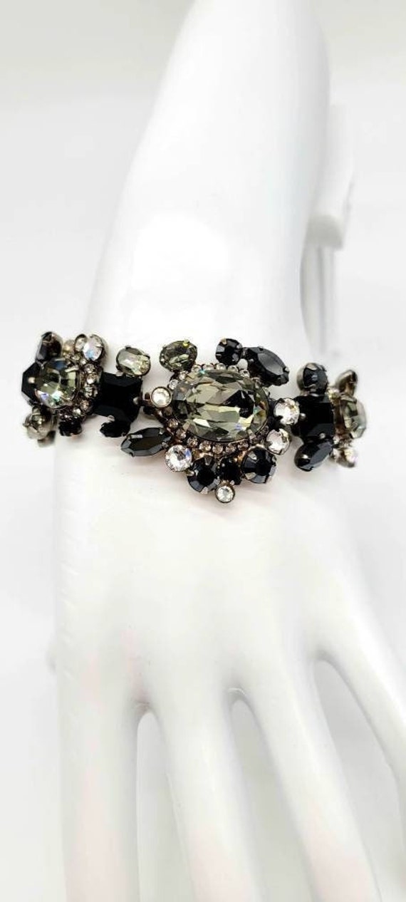 Black Crystal Bracelet, Statement Bracelet Chunky,