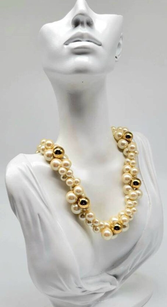 Trifari Pearl Necklace, Pearl Twist Necklace, Pea… - image 6