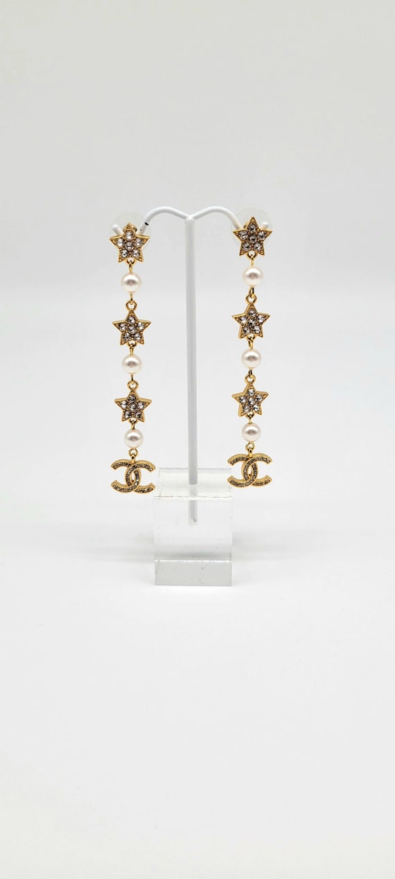 Chanel Dangle Earrings, Gold Star Dangle Earrings,