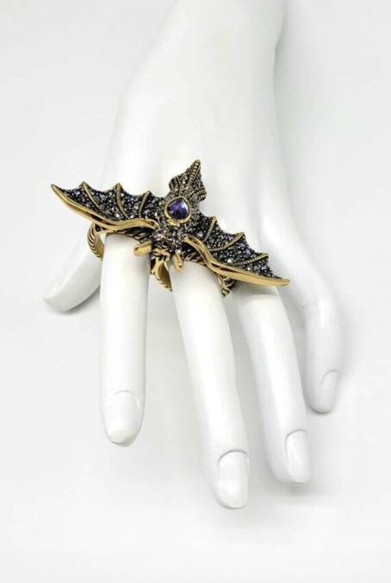 Bat Ring Gold, Bat Ring for Women, Double Finger … - image 4