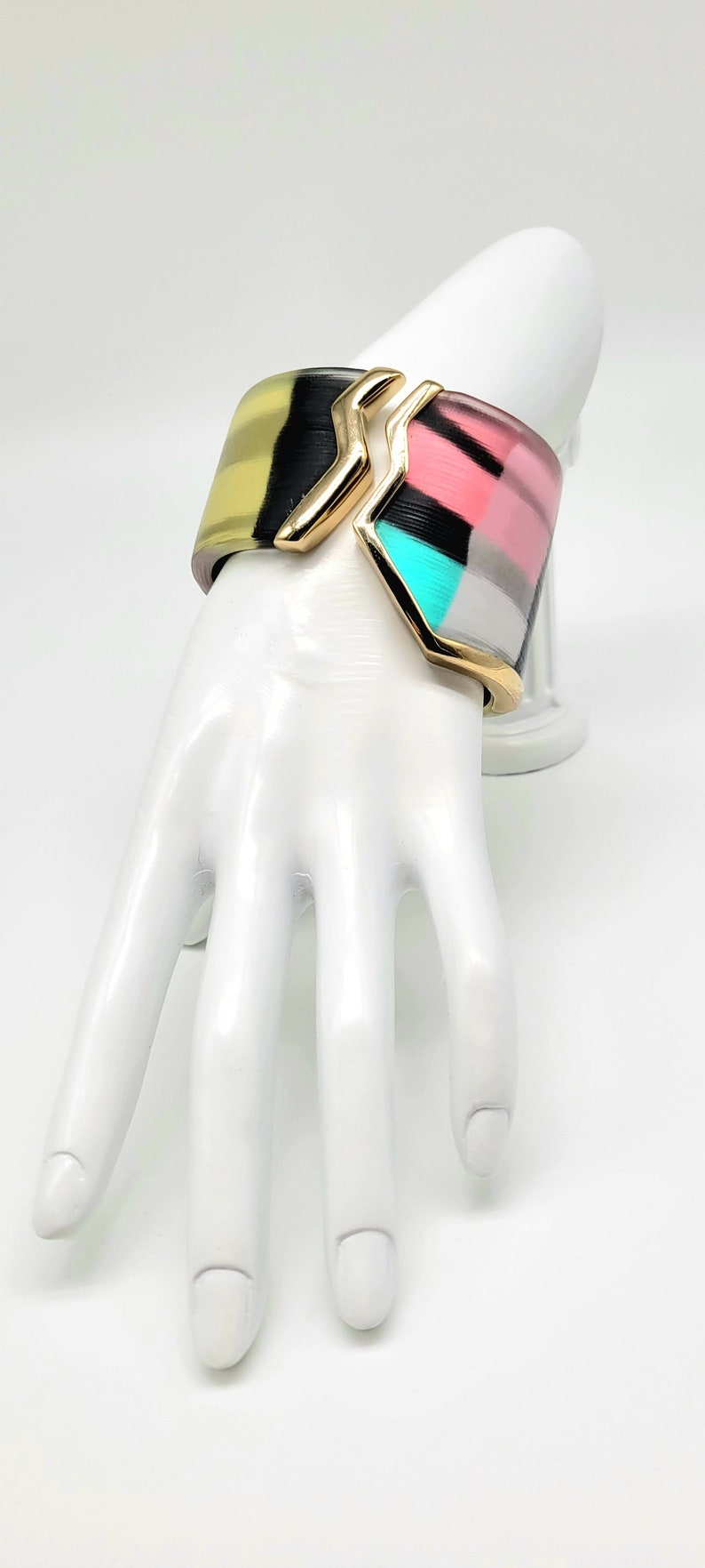 Lucite Cuff Bracelet Colorful Bangle Bracelet Stained Glass Etsy