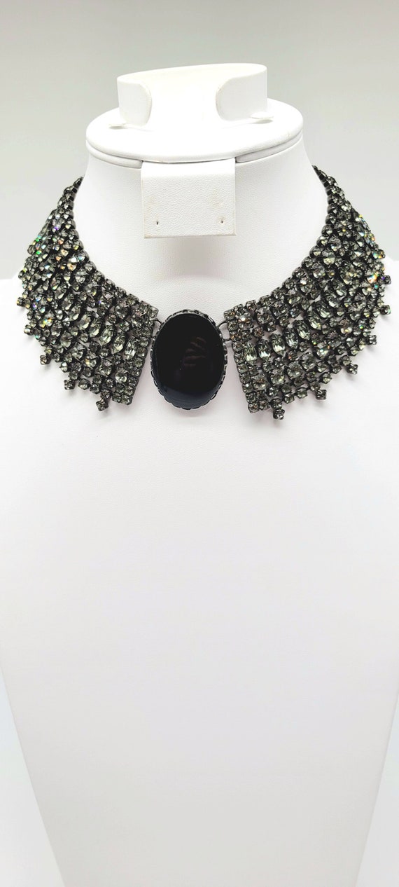 Black Collar Necklace, Black Rhinestone Collar, On