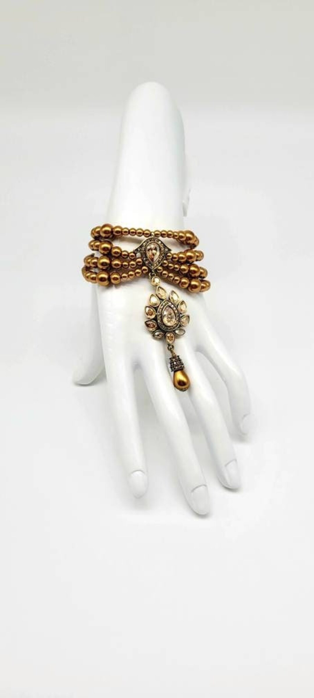 Gold Pearl Bracelet, Art Deco Pearl Bracelet, 1920s Pearls, Pearl Charm
