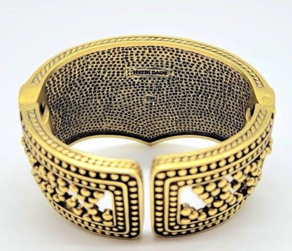 Heidi Daus Vintage Hinged Cuff Bracelet with Blue… - image 9