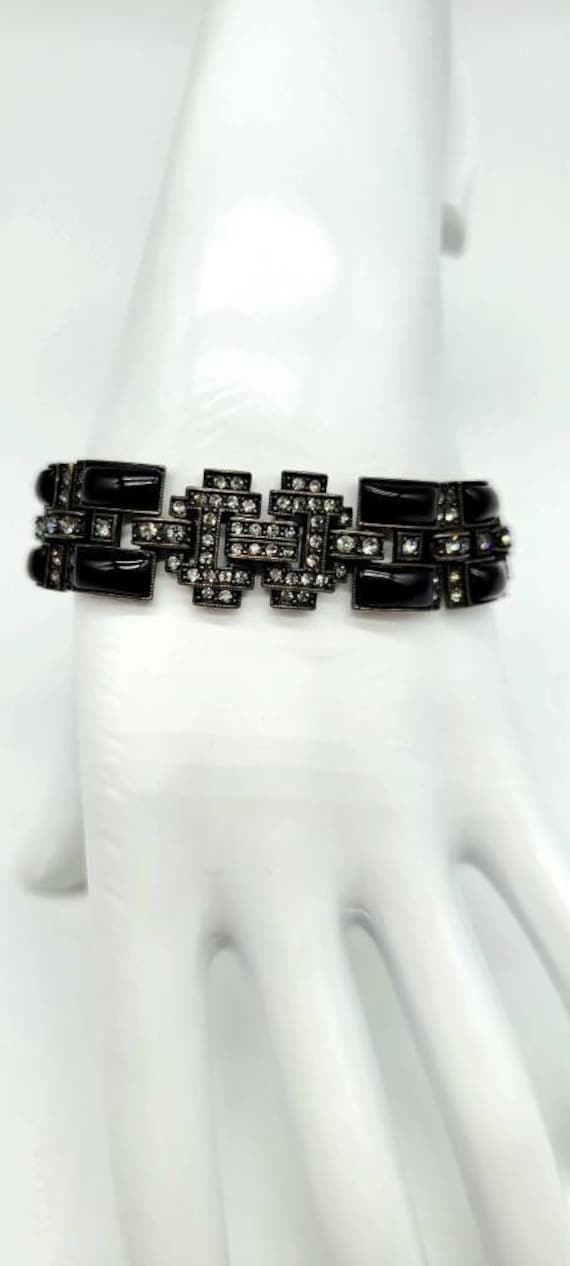 Vintage Onyx Bracelet, Black Onyx Bracelet, Black 