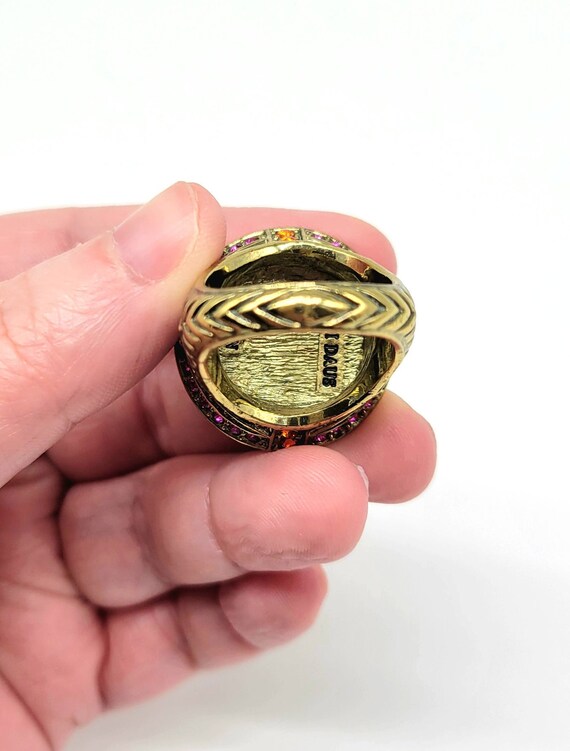 Art Deco Gemstone Ring, Onyx Circle Ring, Geometr… - image 9
