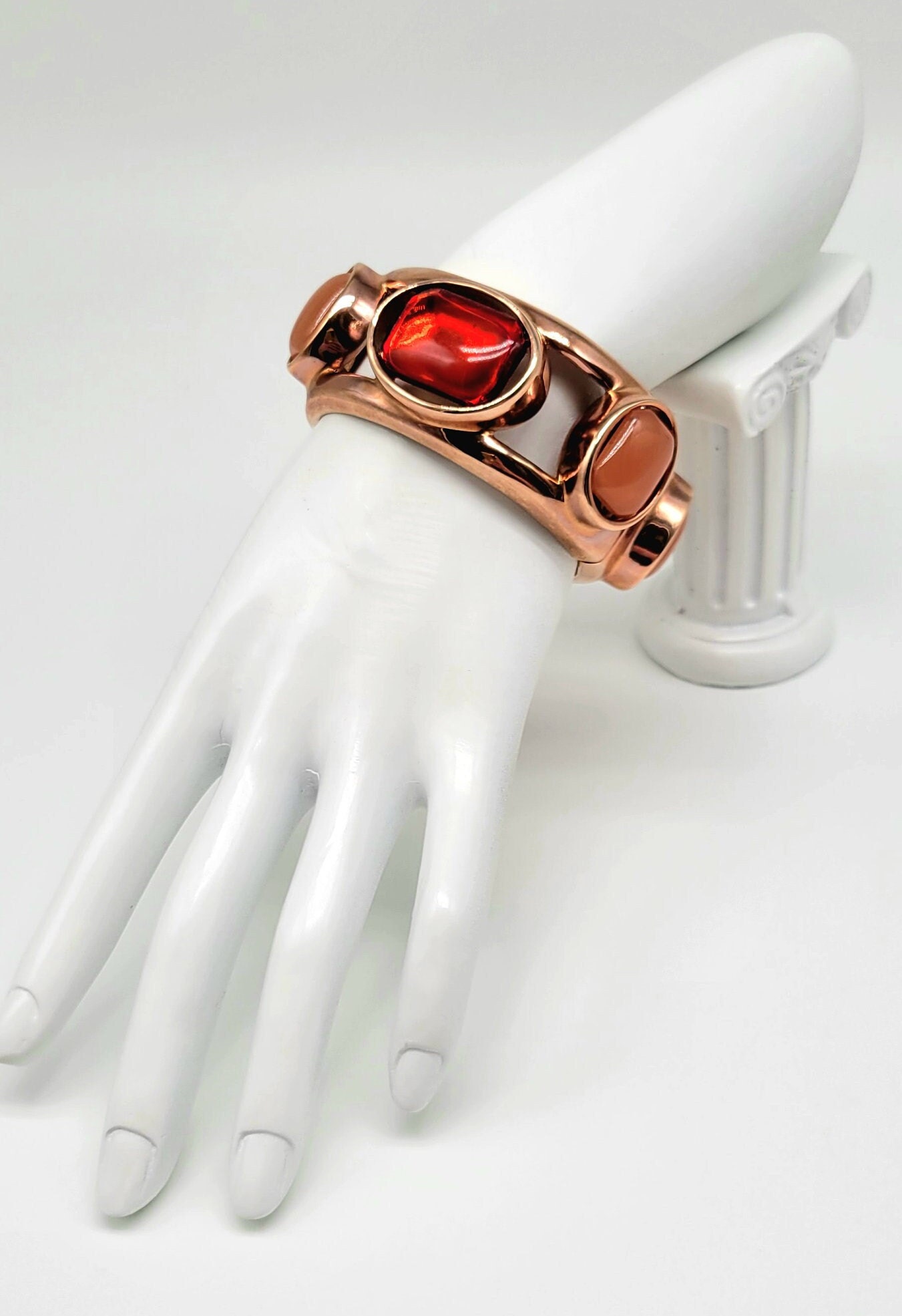 Jack Adjustable Rose Gold Chain Bracelet in Raspberry Crystal main image 1