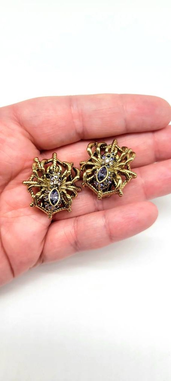 Spider Earrings Stud, Spider Web Earrings, Crysta… - image 8