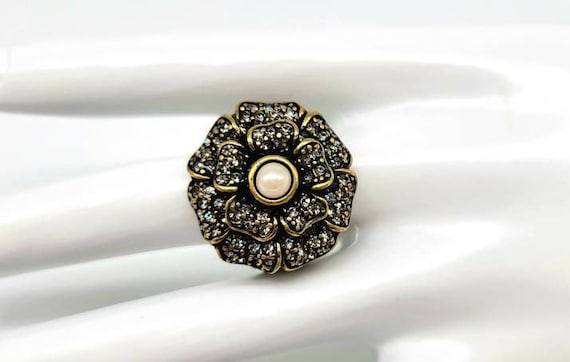 Flower Statement Ring, Crystal Flower Ring, Gemst… - image 8