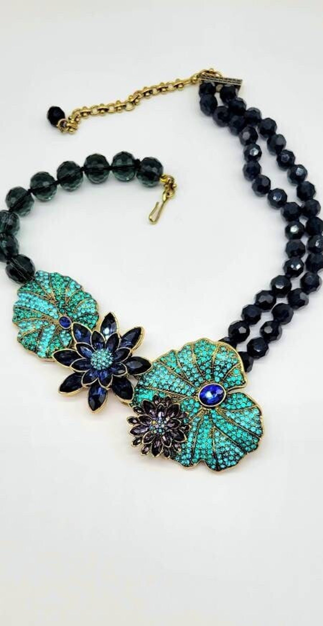 Lily Pad Necklace, Lily Necklace, Lily Flower Necklace, Lily Pad Jewelry, Blue Flower Necklace