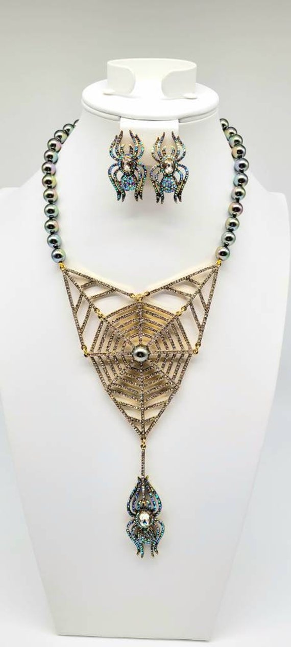 Spider Web Necklace, Spider Earrings, Spider Neck… - image 2