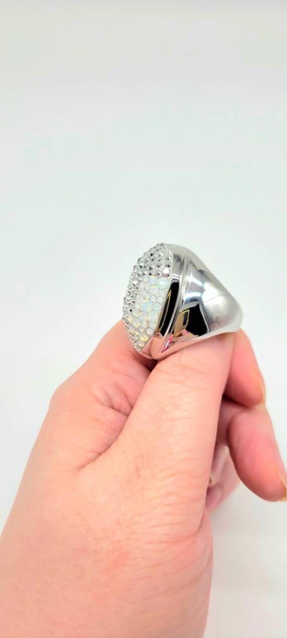 Crystal Cocktail Ring, Large Swarovski Ring, Clea… - image 4
