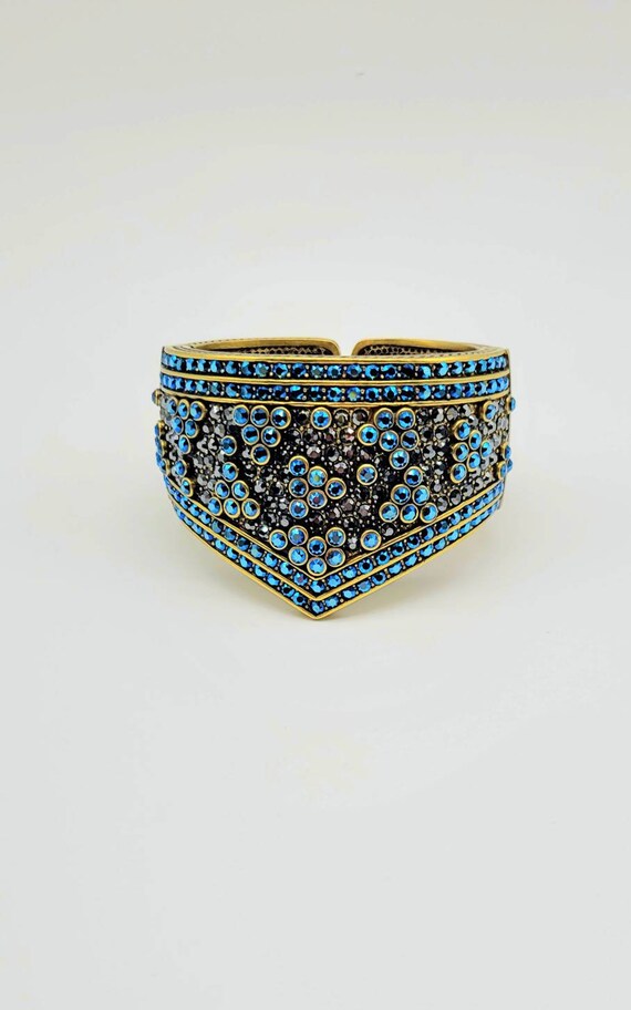 Heidi Daus Vintage Hinged Cuff Bracelet with Blue… - image 3
