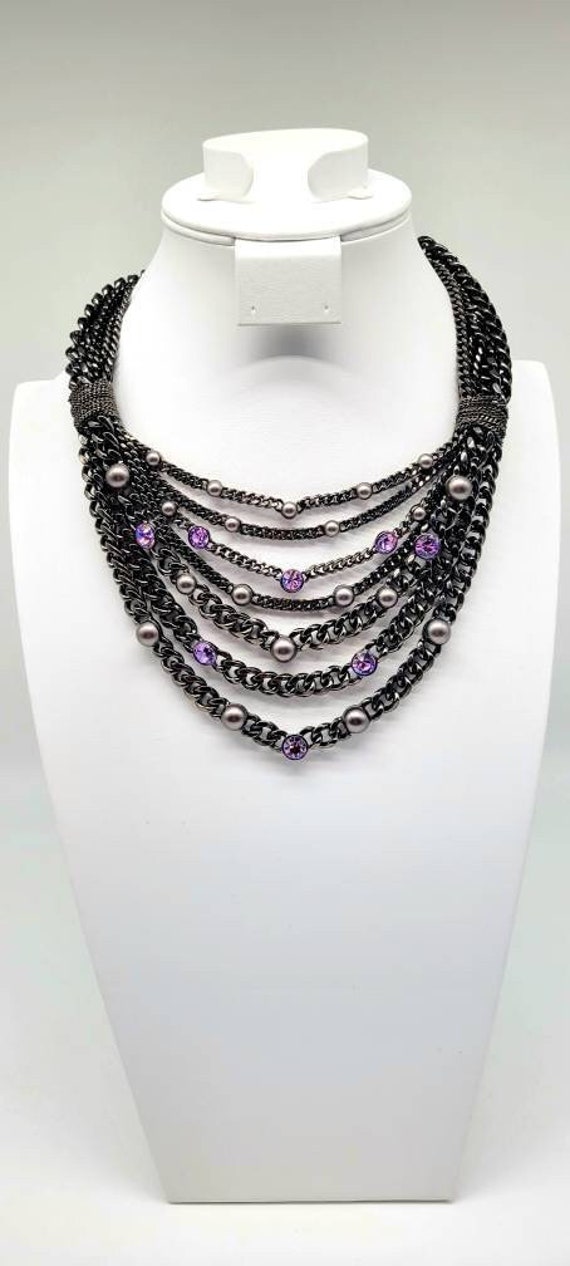 Gunmetal Chain Necklace, Gunmetal Statement Neckla