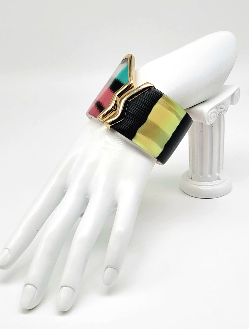 Lucite Cuff Bracelet, Colorful Bangle Bracelet, Stained Glass Bracelet