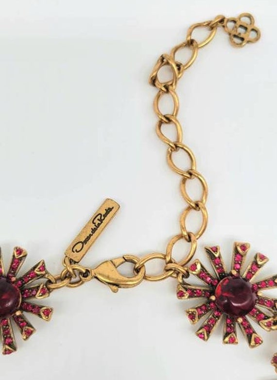 Gold and Red Statement Necklace, Vintage Couture … - image 9