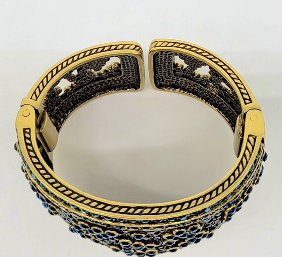 Heidi Daus Vintage Hinged Cuff Bracelet with Blue… - image 6