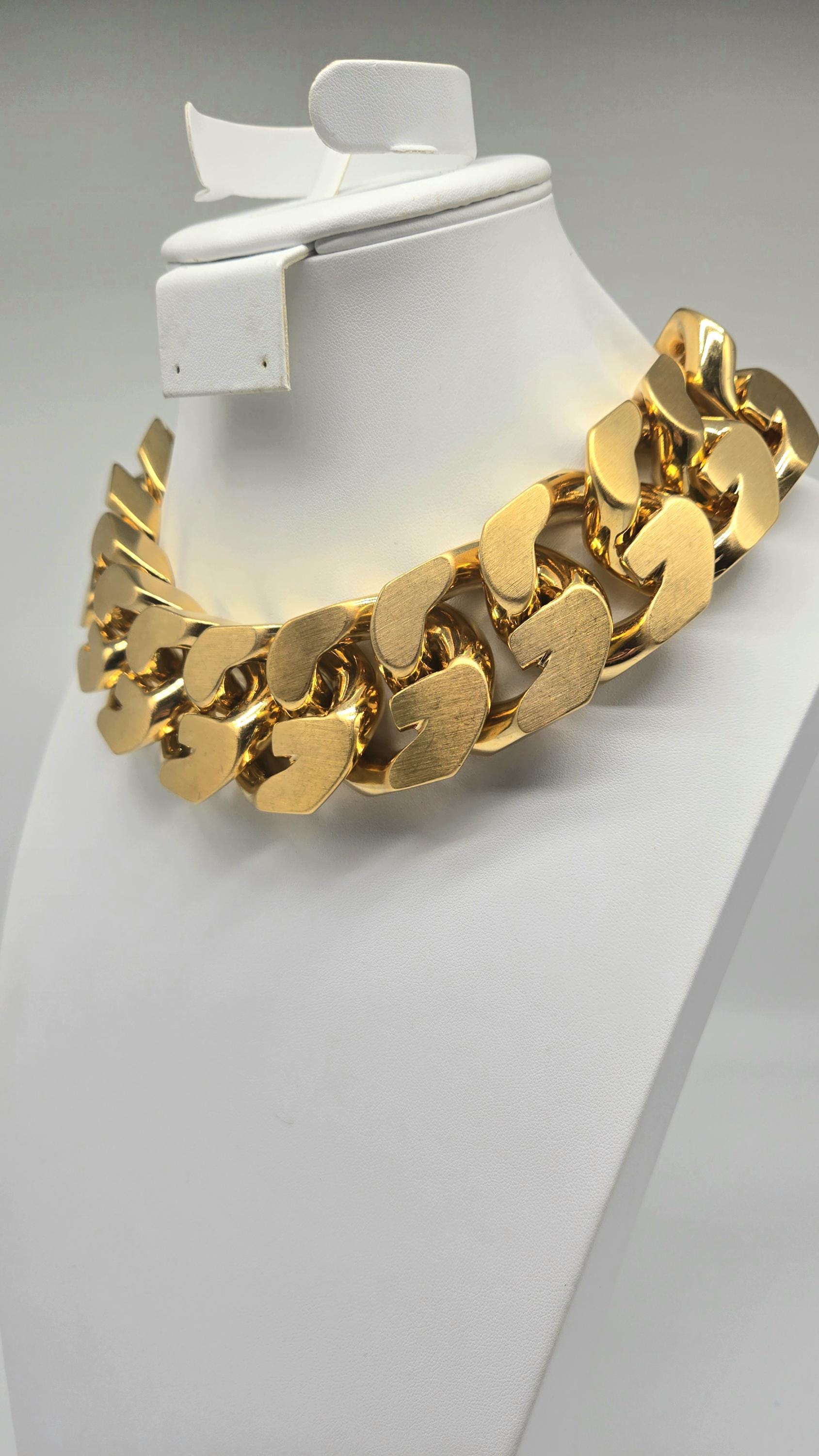 Givenchy G Link Necklace Massive Gold Tone Chain 614g Statement