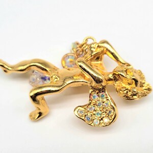 Gold Angel Pin, Angel Brooch, Crystal Angel Pin, Rhinestone Angel Pin ...