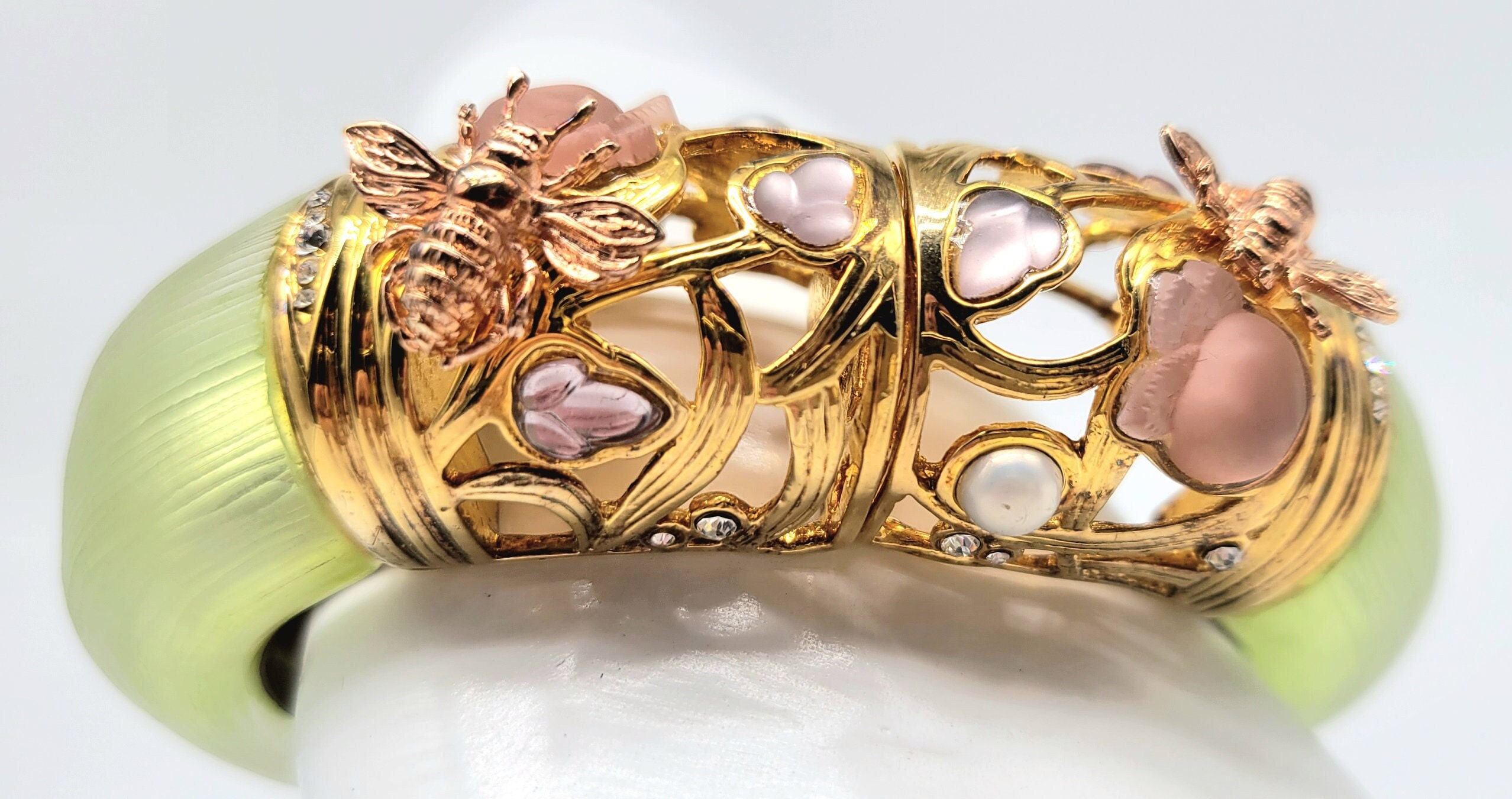 Bee Bangle Bracelet, Alexis Bittar Lucite, Lucite Rhinestone