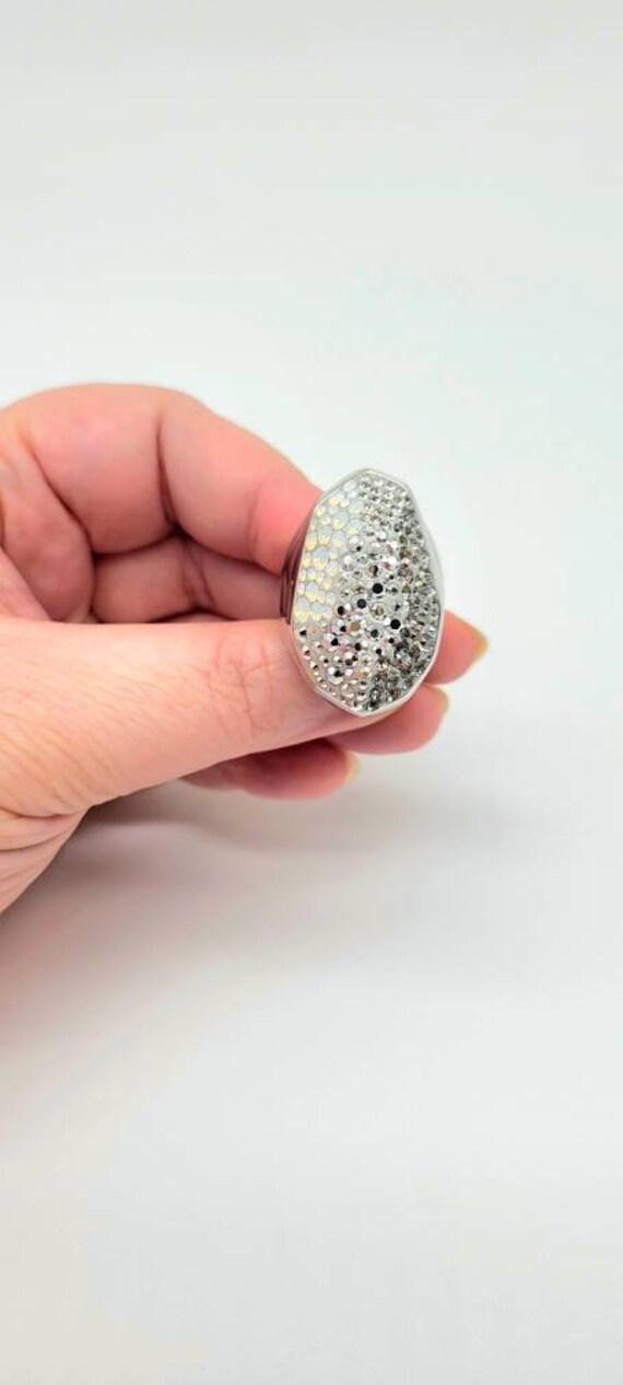 Crystal Cocktail Ring, Large Swarovski Ring, Clea… - image 8