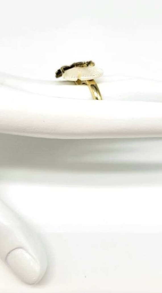 Feather Ring Women, Gold Feather Ring, White Feat… - image 6