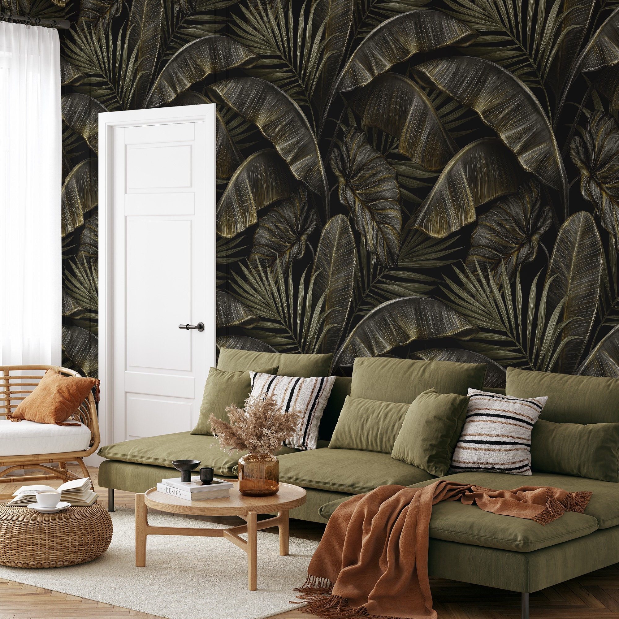 Buy Tropical Gold Leaf Wallpaper Peel and Stick Banana Leaves Online in  India  Etsy