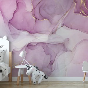 Rosa und Lila Marmor Tapete, Abnehmbare Moderne Tapete, Wandbild, Tapete, Abziehbare Tapete, Wandbild