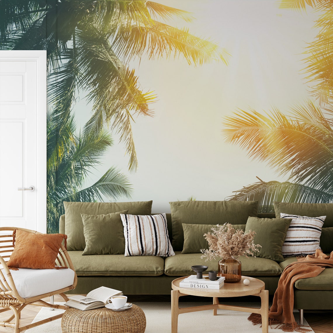 Palm Trees With A Brigh Sun Glare Wallpaper Peel and Stick - Etsy