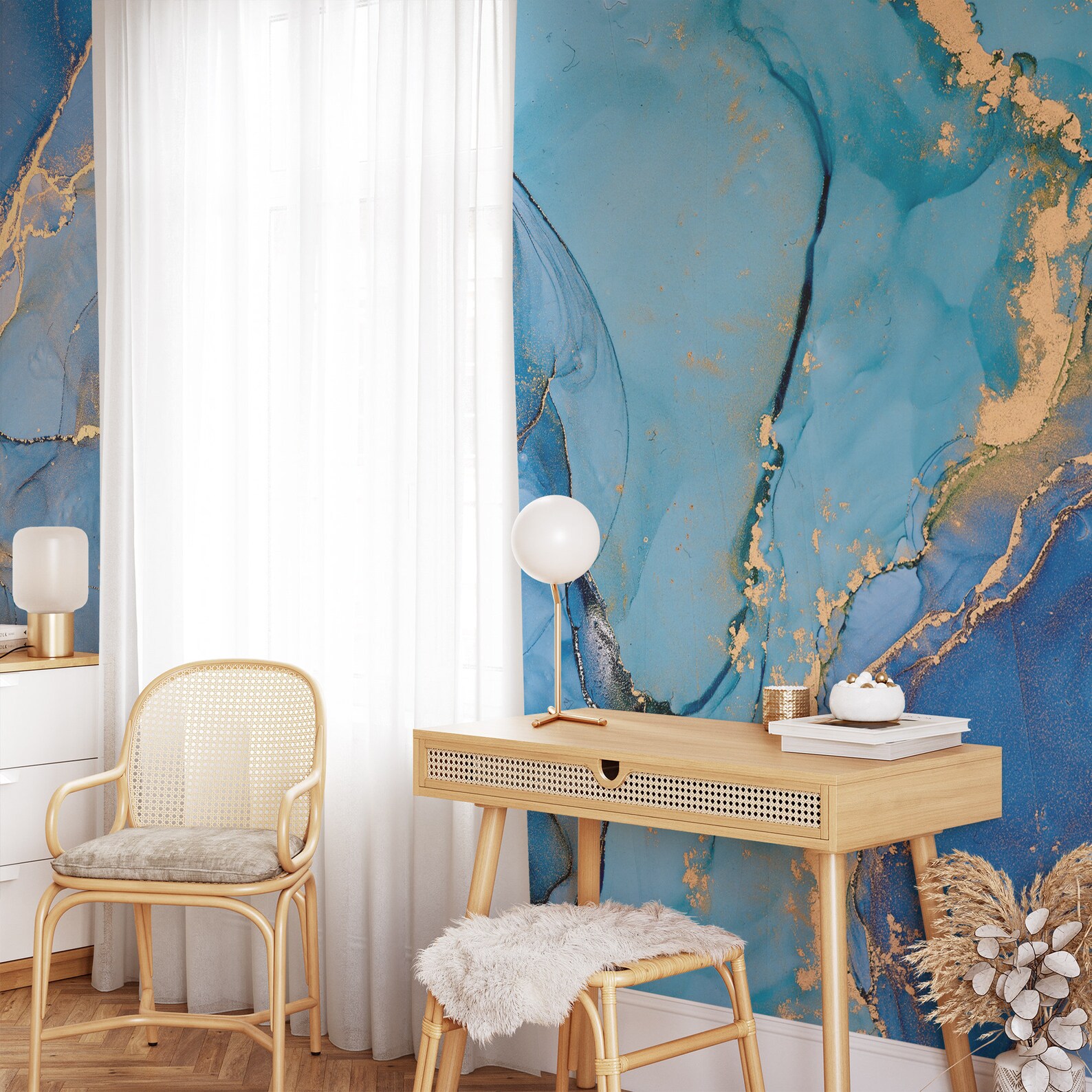 Luxury Blue Marble Effect Wallpaper Marble Wallpaper Luxury Etsy