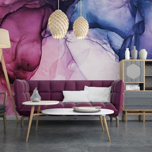 Mixed Colored Fluid Art Wallpaper, Ink Art Wall Mural for Living Room, Bedroom, Kitchen, Peel and Stick Wallpaper