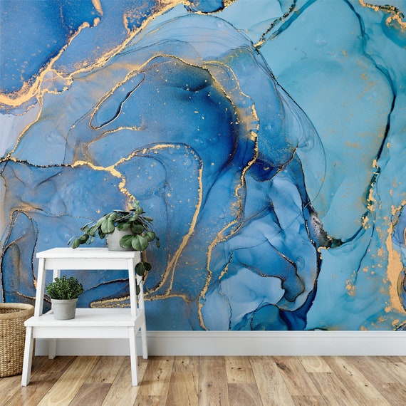 Papier peint effet marbre bleu de luxe, papier peint en marbre, papier peint  mural en marbre de luxe pour salon, chambre à coucher, cuisine, papier peint  Peel and Stick -  Canada