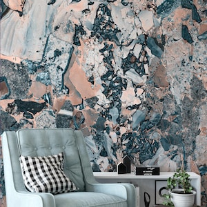 Mix farbige Stein Marmor Textur Tapete, Marmorfliesen Tapete, Schälen und Stick entfernbares Wandbild