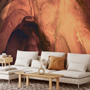 Warm Toned Stone Effect Marble Wallpaper Alcohol Ink Art - Etsy