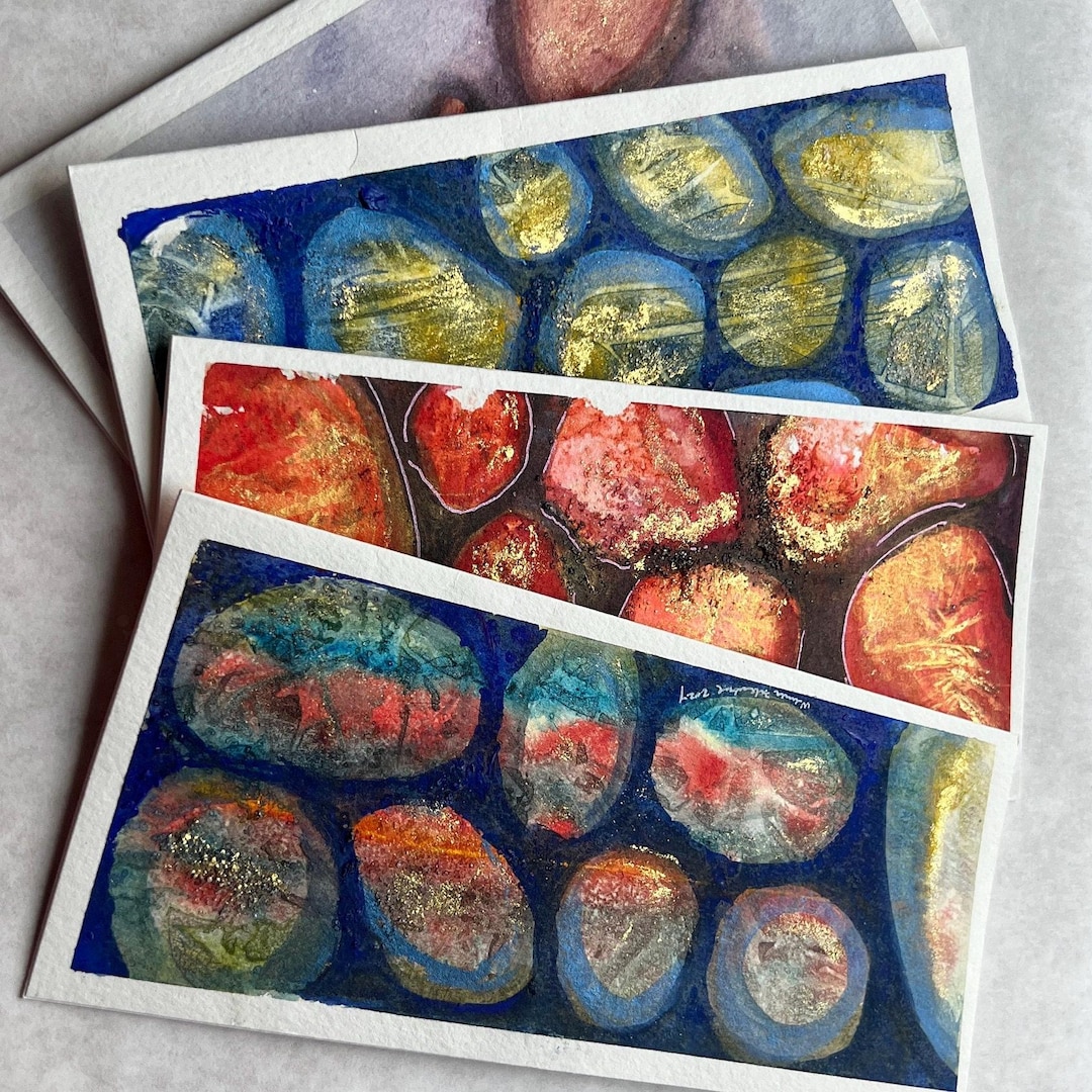 Original Watercolor Notecard Set: Abstract Hand-painted Blank Cards - Etsy