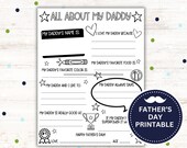 Father's Day Printable Gift: All About My Daddy Keepsake (Digital Download)