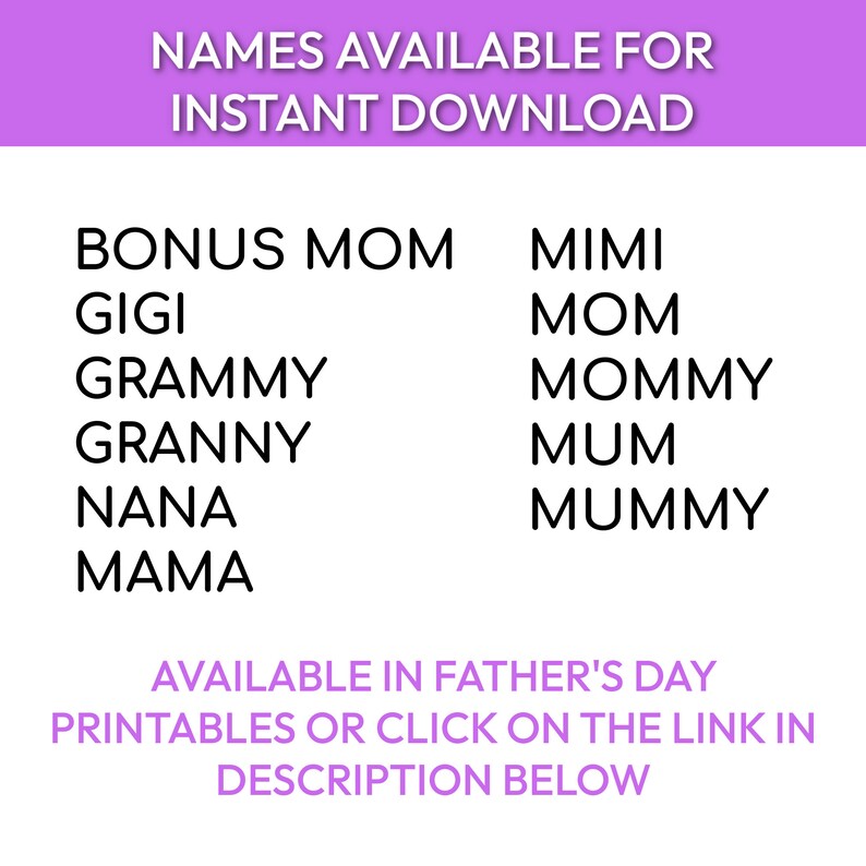 Printable Mother's Day Gift, All About My Gigi Printable, Mother's Day ...