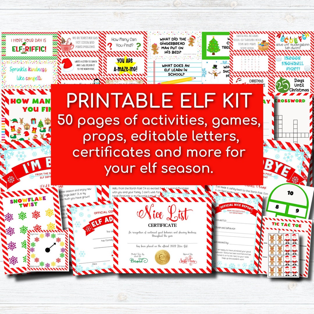 Printable Elf Kit Christmas Elf Kit Christmas Elf Props Elf