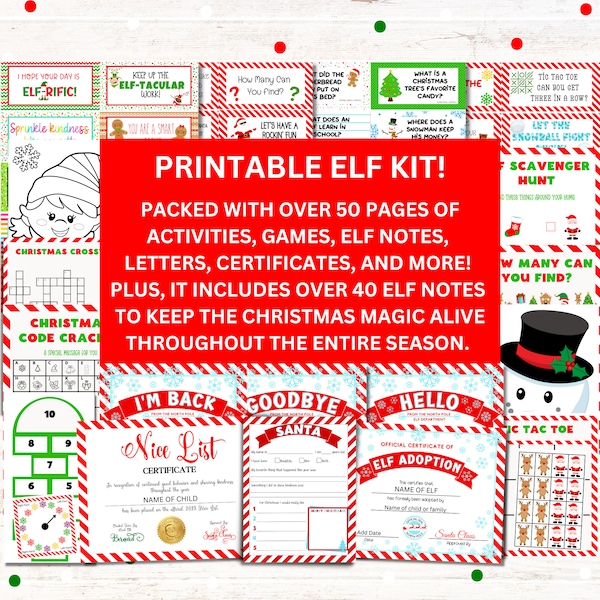 Christmas Elf Kit - Printable Elf Notes, Editable Letters, Holiday Fun, Elf Props, Elf Accessories - Instant Download