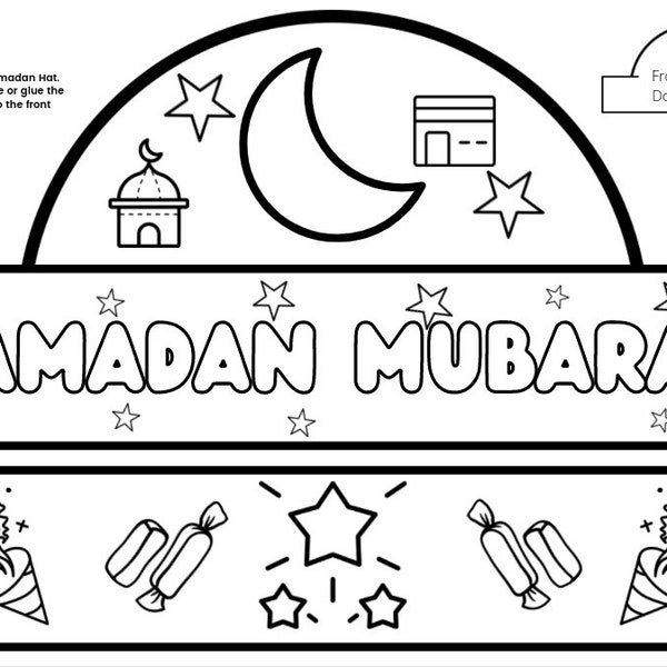 Ramadan Hat Printable, Ramadan Mubarak Hat, Ramadan Kareem Hat