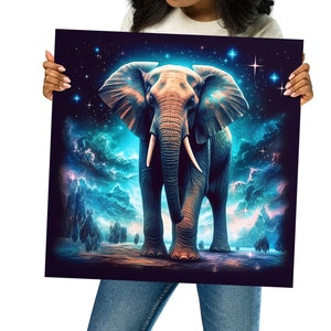 Elephant Bioluminescent Art Design - Art Print Poster